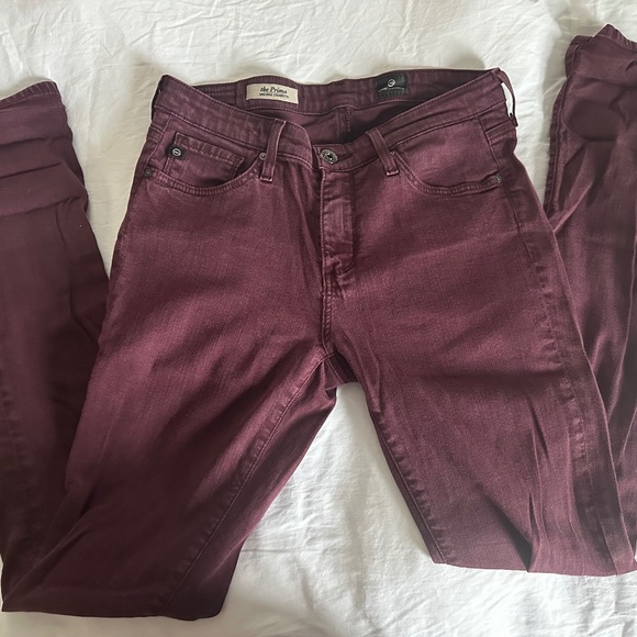 AG Prima Mid Rise Cigarette Jeans in Burgundy Size 26R - Picture 2 of 7